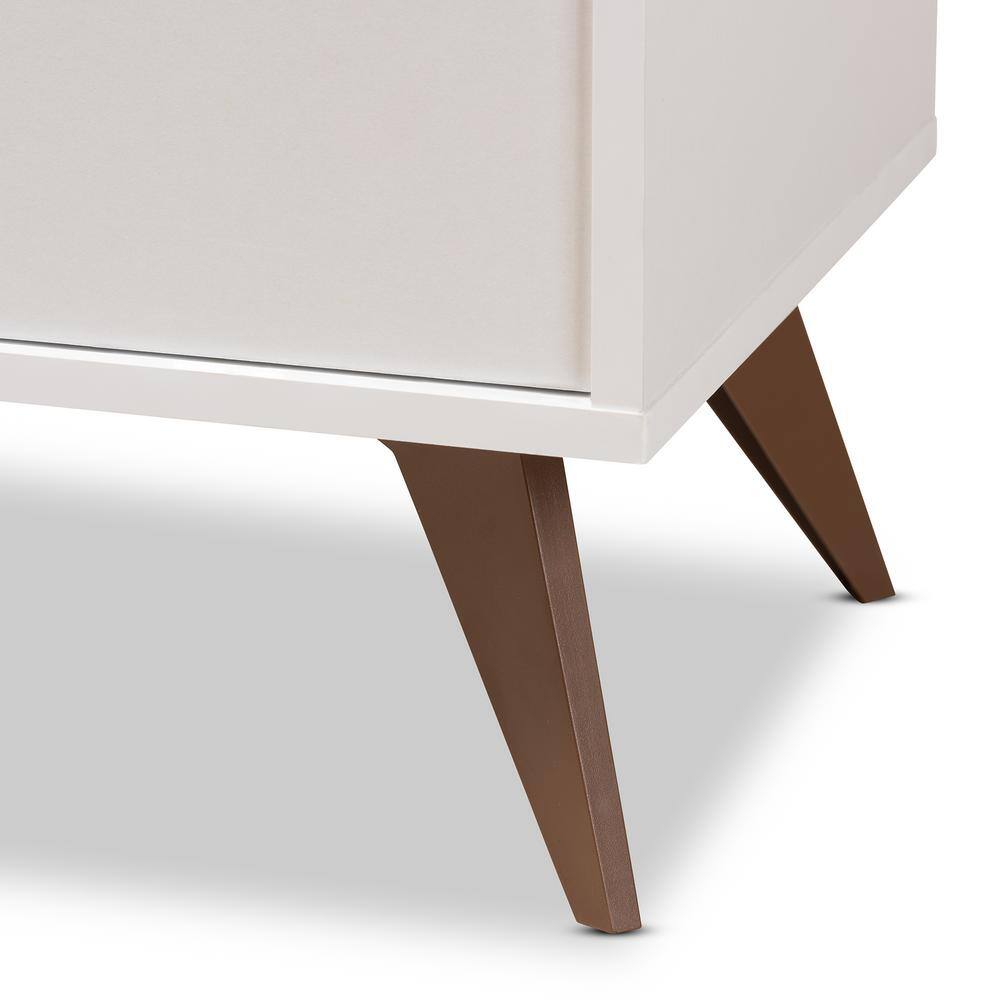 Serafino White and Walnut Mid-Century Modern Wine Cabinet