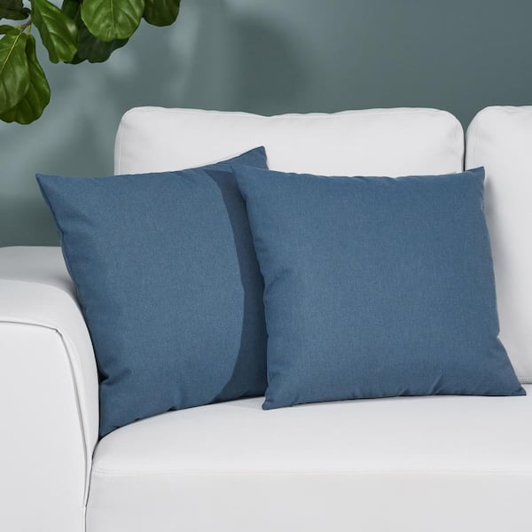 Noble House Holand Dusty Blue Solid Zipper 18 in. x 18 in. Throw Pillow  Cover (Set of 2) 69639 - The Home Depot