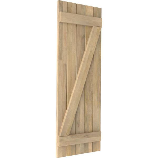 Ekena Millwork 17-1/2 in. W x 39 in. H Americraft 5 Board Exterior Real Wood Joined Board and Batten Shutters with Z-Bar Unfinished - image 3