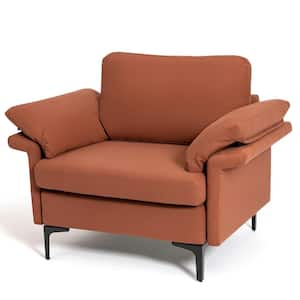 Modern Fabric Accent Armchair Upholstered Single Sofa with Metal Legs Rust Red