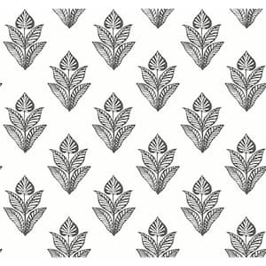 60.75 sq.ft. Black Lotus Motif Wallpaper