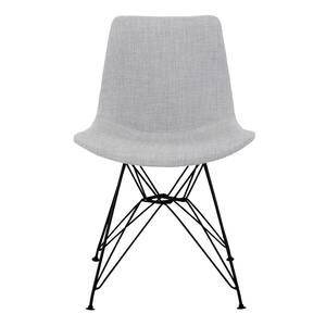 Palmetto Grey Fabric Contemporary Dining Chair with Black Metal Legs