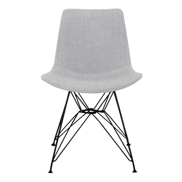 Armen Living Palmetto Grey Fabric, Modern Dining Chairs Black Metal Legs