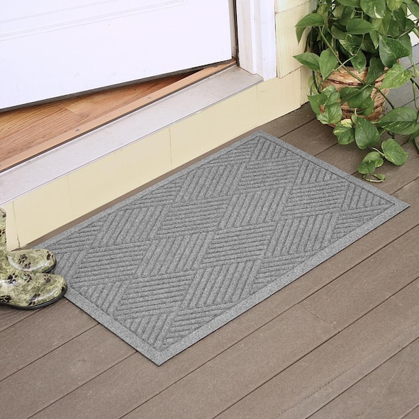 Front Door Mats Outdoor, Waterproof Doo rmat, Doormat for 23.5 x 35.5  Grey