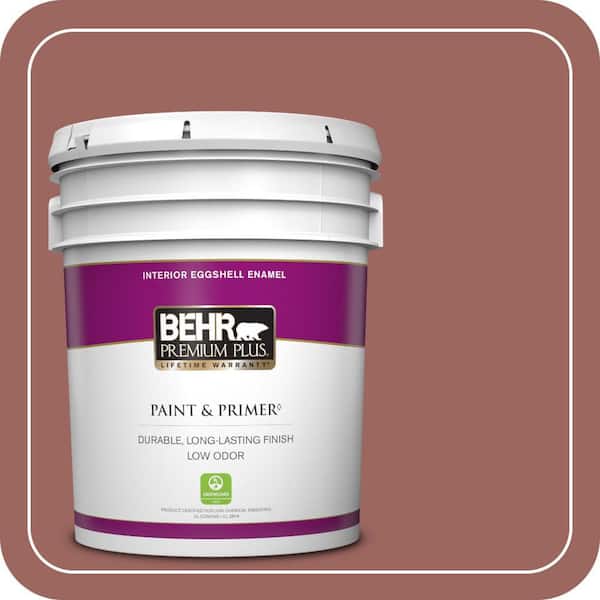 BEHR PREMIUM PLUS 5 gal. #ECC-34-3 Terra Cotta Sun Eggshell Enamel Low Odor Interior Paint & Primer