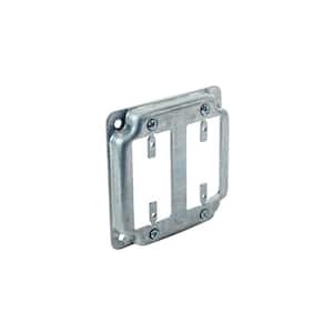 4 in. W Steel Metallic 2-Gang Raised 1/2 in. Exposed Work Square Cover for 2 GFCI Outlets (1-Pack)