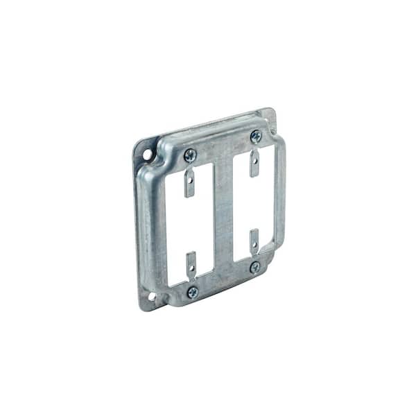 Southwire 4 in. W Steel Metallic 2-Gang Raised 1/2 in. Exposed Work Square Cover for 2 GFCI Outlets (1-Pack)