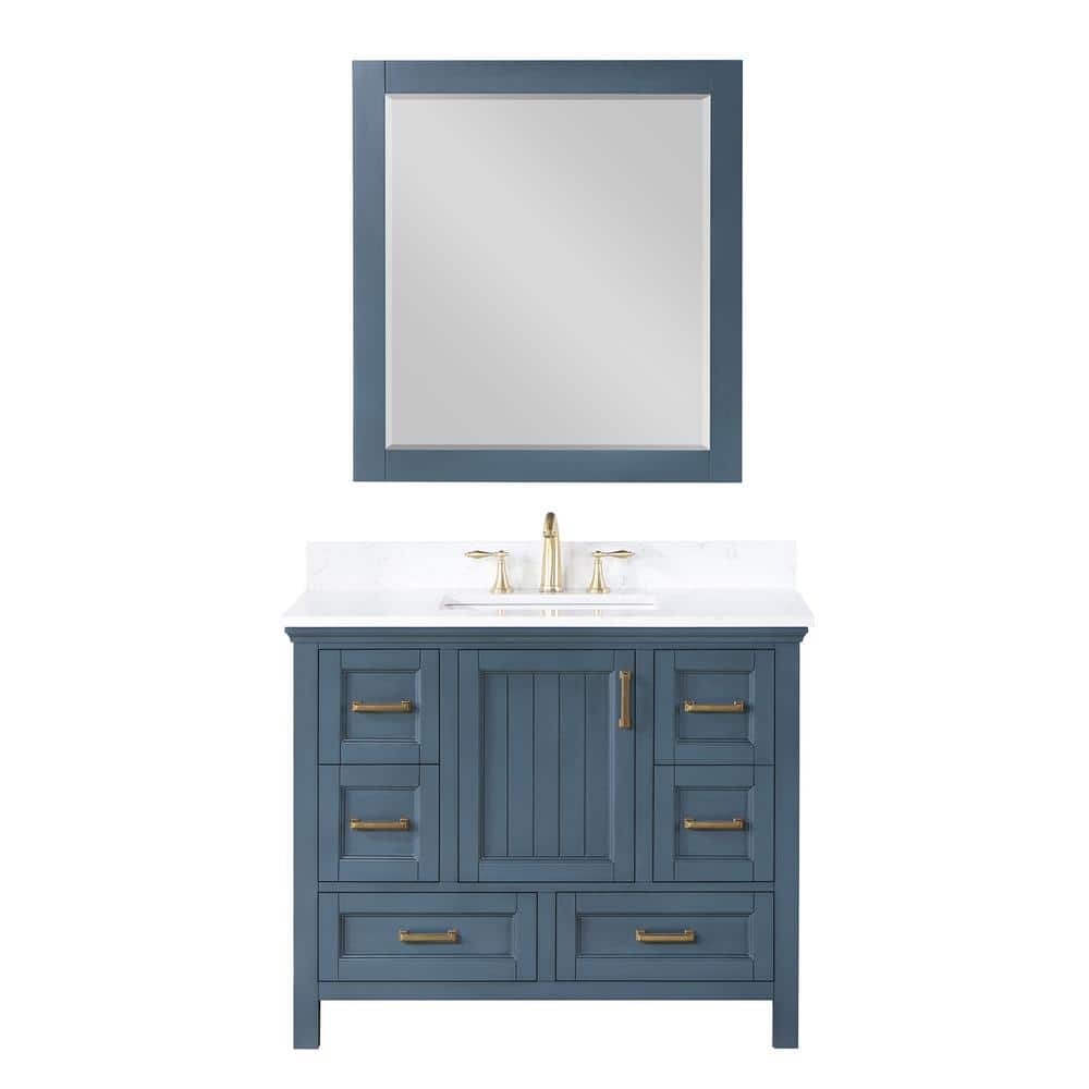Altair Isla 42 in.W x 22 in.D x 34.5 in. H Single Sink Bath Vanity in Classic Blue with White Composite Top and Mirror -  538042-CB-AW