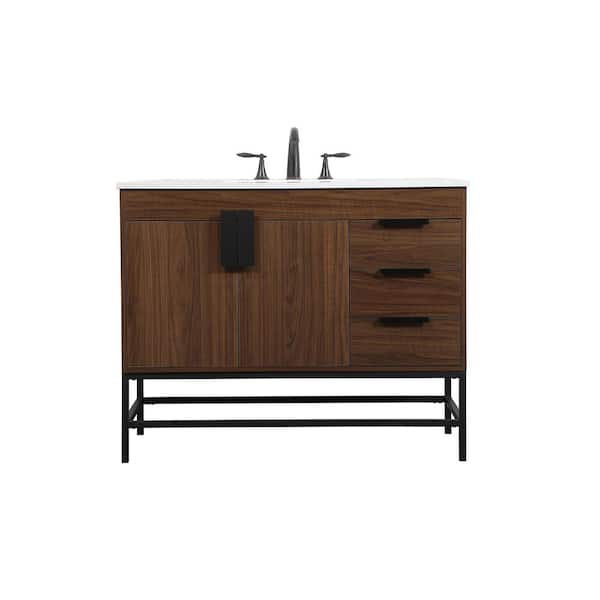 Simply Living 42 in. W x 22 in. D x 33.5 in. H Bath Vanity in Walnut ...