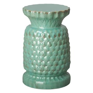 19 in. H Glossy Glaze Green Round Ceramic Garden Stool