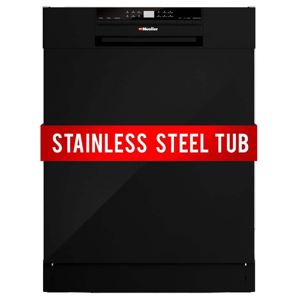 24 in. Black Stainless Steel Front Control Digital Built-In Dishwasher with 3-Stage Filtration, 6 Smart Wash Programs