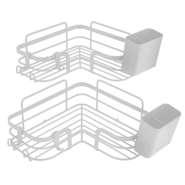 4 Piece Adhesive Mount Corner Shelf Shower Caddy Set in White