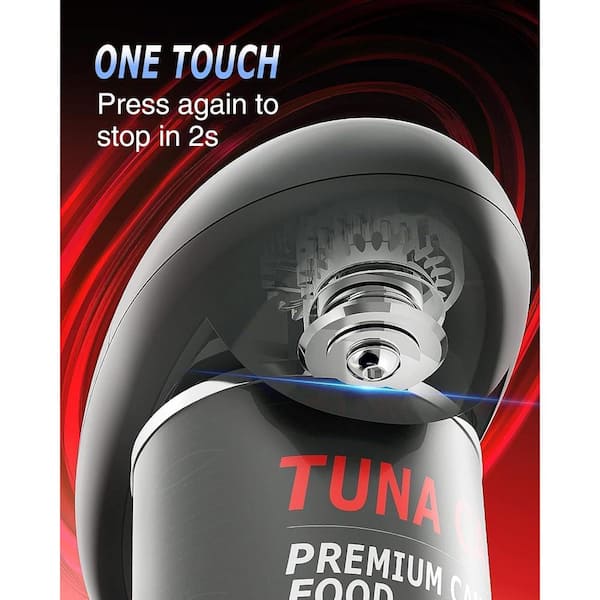Black One Touch Electric Can Opener With Smooth Edge, Kitchen
