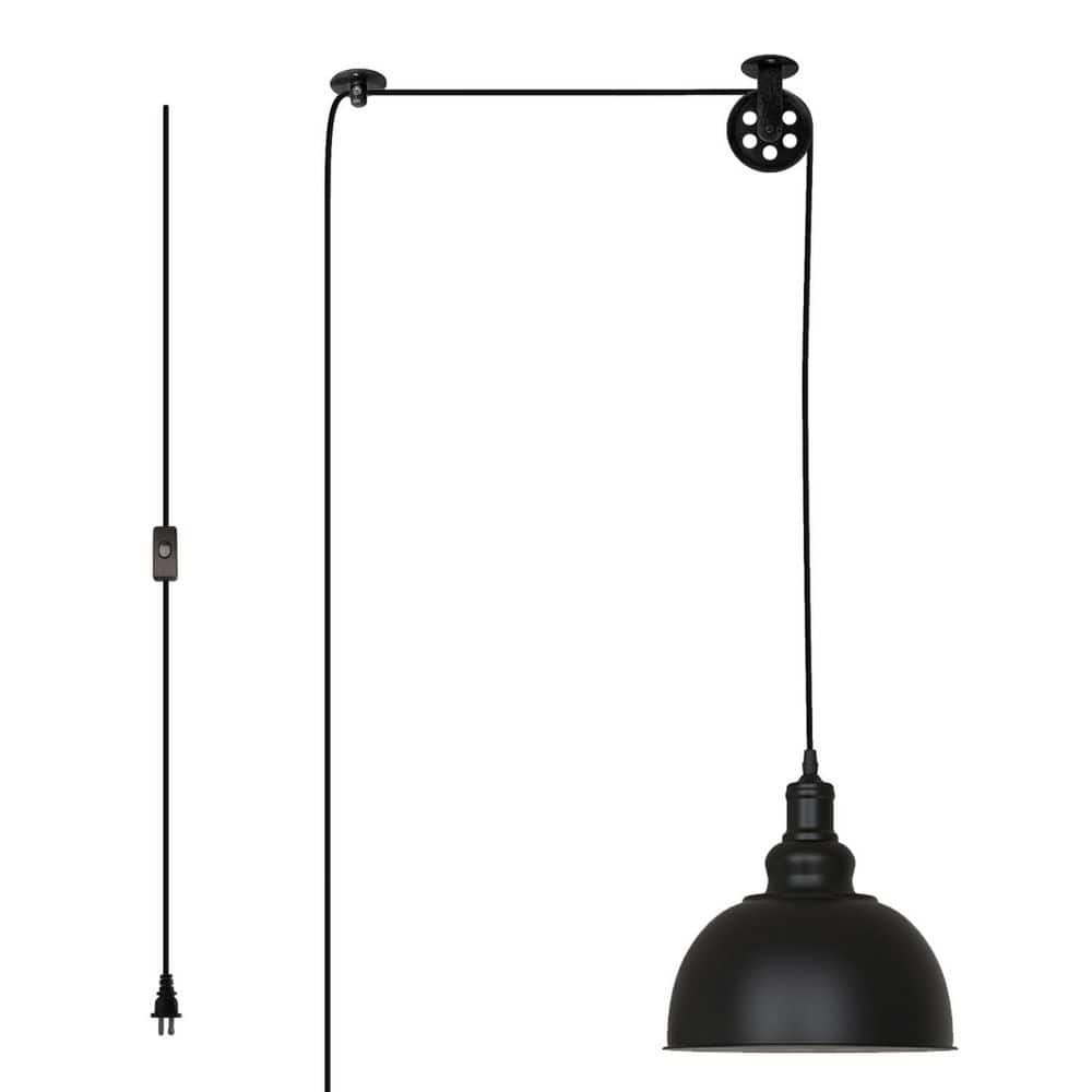 9.8 in. 1-Light Plug-In Black Traditional Pendant Light with Iron Spun Shade, E26 Base for Living Rooms, Bedrooms price history on PriceWatchPro