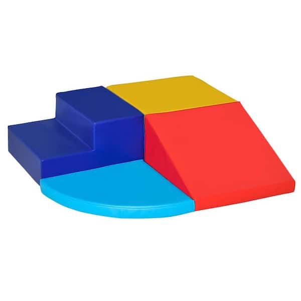 4-Piece Yellow Multicolor Indoor Foam Play Set for Crawling or Sliding