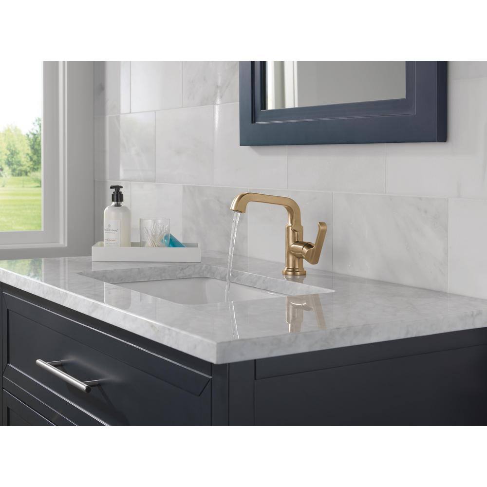 Champagne Bronze Single Handle Bathroom Faucet with Drain Assembly