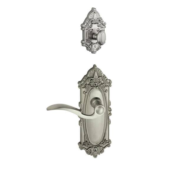 Grandeur Grande Victorian Single Cylinder Satin Nickel Combo Pack Keyed Differently with Bellagio Lever and Matching Deadbolt