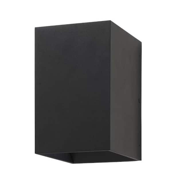 Greeleyville 8 in. 1-Light Sand Black Integrated LED Hardwired Outdoor Wall Light Lantern Sconce