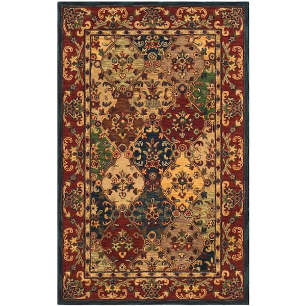 SAFAVIEH Heritage Beige/Burgundy 4 ft. x 6 ft. Border Area Rug
