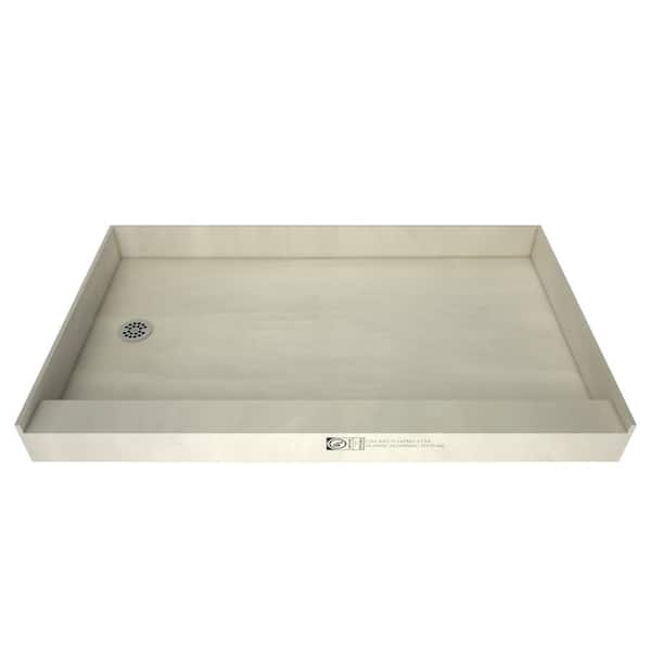 Tile Redi 36 in. L x 60 in. W Alcove Single Curb Shower Base with Left Drain in Polished Chrome