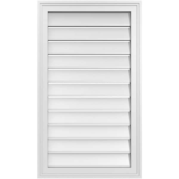 Ekena Millwork 20" x 34" Vertical Surface Mount PVC Gable Vent: Functional with Brickmould Frame