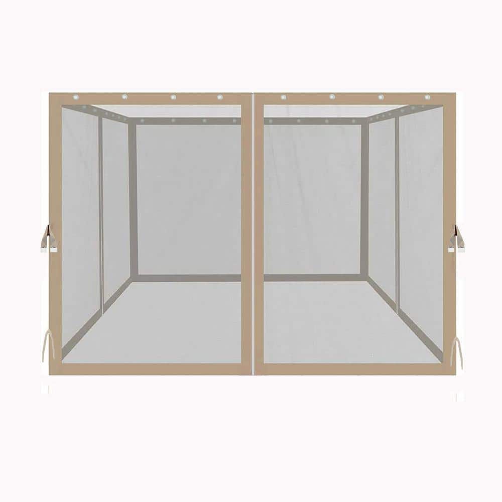 10 ft. x 10 ft. Beige Gazebo Replacement Mosquito Netting with Zippers; 4-S