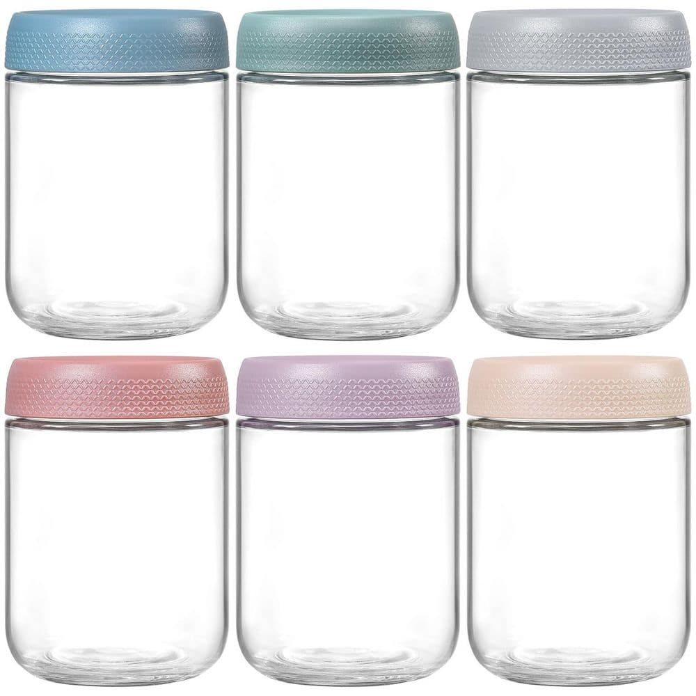 Numhew Airtight Glass Storage Jars, 16 oz. 6 Set, BPA, Lead Free