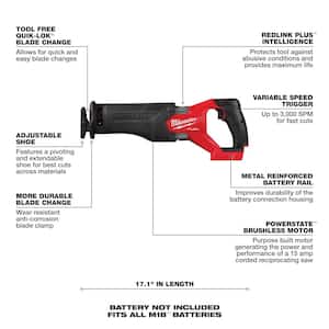 M18 FUEL 18-Volt Lithium-Ion Brushless Cordless SAWZALL w/7-1/4 in. Rear Handle Circ Saw, Two 6 Ah High Output Batteries