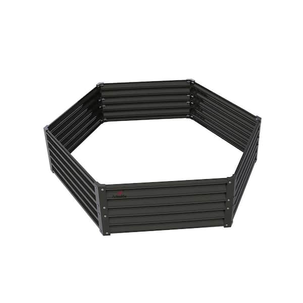 70 x 60 x 18 in. Quartz Grey Metal Hexagon Outdoor Raised Garden Bed, Planter Box for Planting Vegetables Flowers Herb
