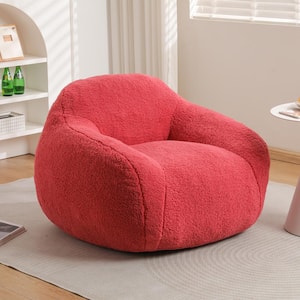 Stella Rose Red Faux Fur Bean Bag Chair with Memory Foam Filler