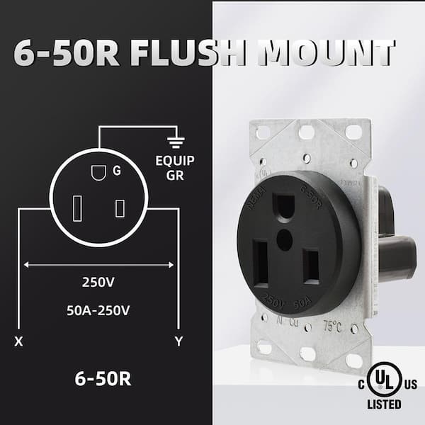 FREE SHIPPING Bell 50-Amp 125/250-Volts Surface Mount Range Power Receptacle 