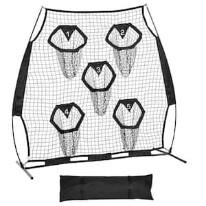 6 x 6 ft. Football Throwing Net with 5 Target Pockets, Knotless Throwing Practice Net with Straps & Carry Case in. Black