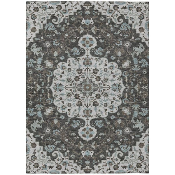 Chantille Machine Washable Indoor/Outdoor Abstract ACN2463 Silver 5 ft. x 7 ft. 6 in. Area Rug