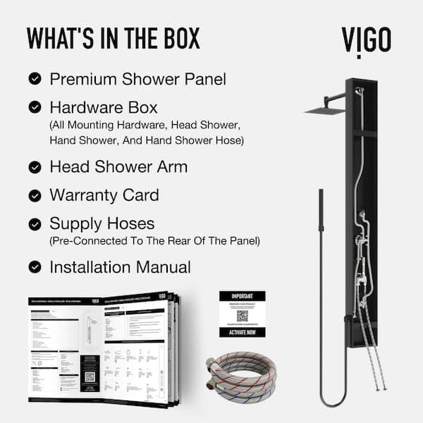 VIGO Rector 55 in. H x 6 in. W 2-Jet Shower Panel System with