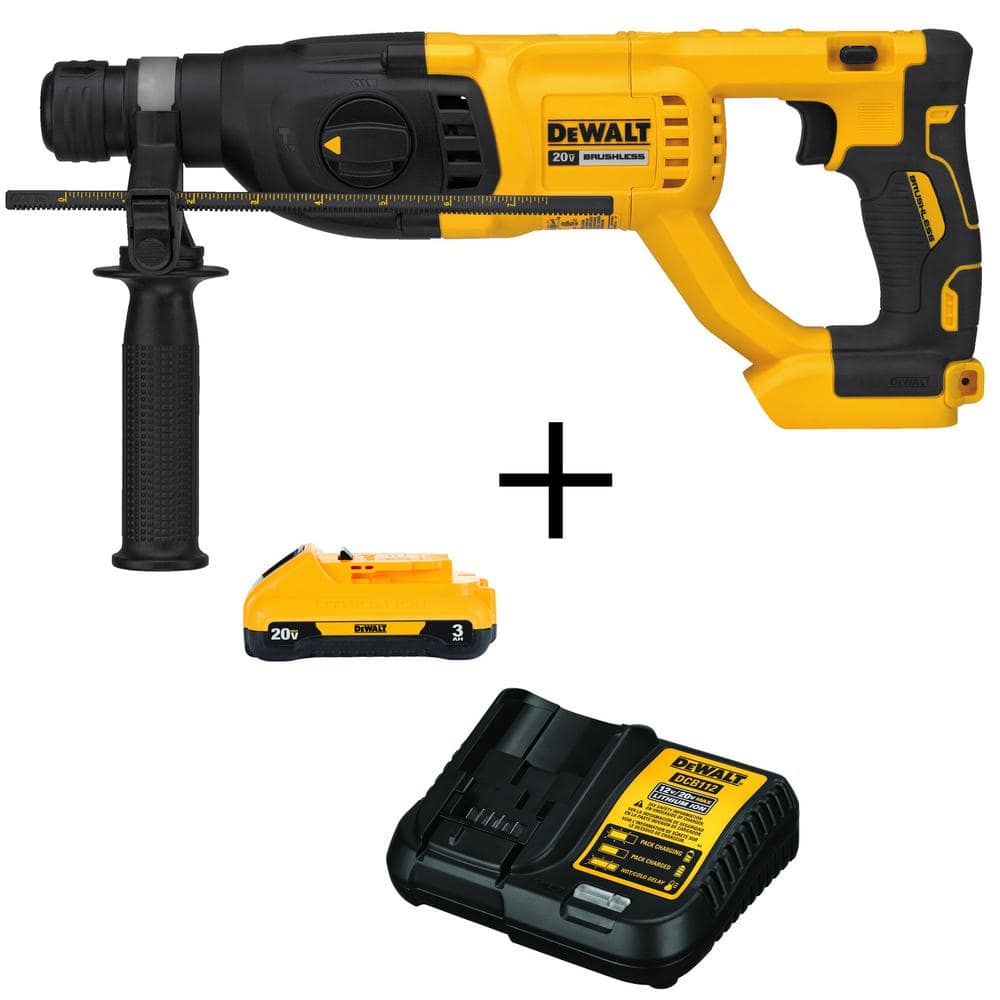 DEWALT 20V MAX Cordless 1 in. SDS Plus D-Handle Concrete Rotary Hammer, (1)  20V 3.0Ah Battery, and 12V-20V MAX Charger DCH133BW230C - The Home Depot