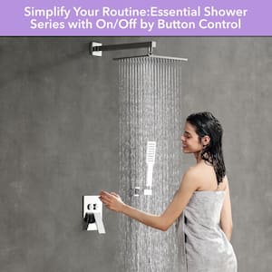 Single Handle 2-Spray Shower Faucet 1.8 GPM 10 in. Square Wall Mounted Shower with Pressure Balance in. Chrome