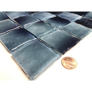 Watermarks Caribbean Blue Square 2 in. x 2 in. Glossy Textured Glass Wall & Pool Tile (11.76 sq. ft./Case)