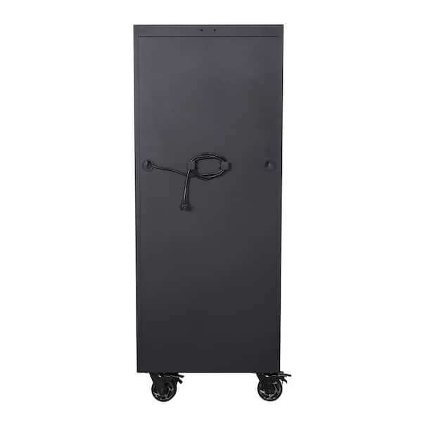 Husky - Tool Storage 27 in. W x 23 in. D Heavy Duty Matte Black 4-Shelf Rolling Side Tool Locker