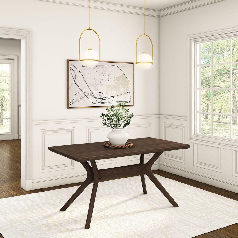 PLANK+BEAM Verso Scandinavian Walnut Wood 60 in. Cross Leg Dining