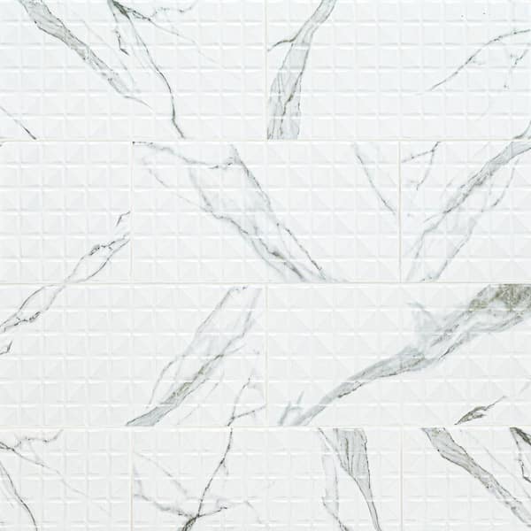 MSI Dymo Statuary Chex White 12 in. x 24 in. Glossy Ceramic Wall Tile (960 sq. ft./Pallet)