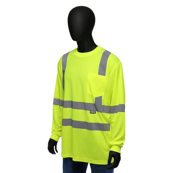 Hi-Vis Dress Work Shirt Yellow Large ANSI Class 3 Tencate Tecasafe Fabric Big Bill 148BDTY-YEL-L-R FR Shirt Regular 