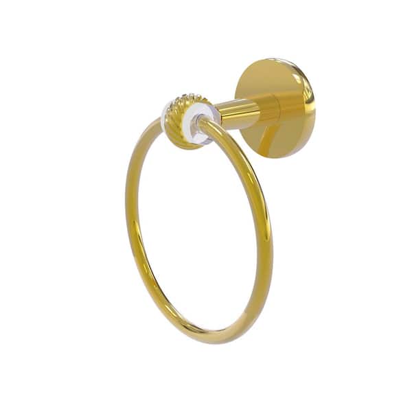 Allied Brass Clearview Collection Wall Mounted Towel Ring with Twisted Accents in Polished Brass