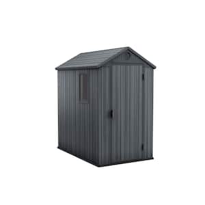 Darwin 4 ft. W x 6 ft. D Outdoor Durable Resin Plastic Storage Shed with Lockable Door and Floor, Grey (24.96 sq. ft.)