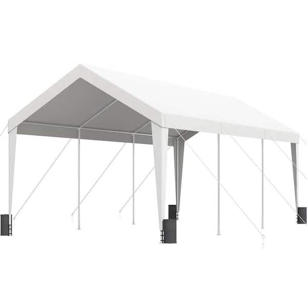 10 ft. x 20 ft. Heavy Duty Carport Canopy, Waterproof UV Shelter for Car, Truck, Boat with Poles and Weight Bags