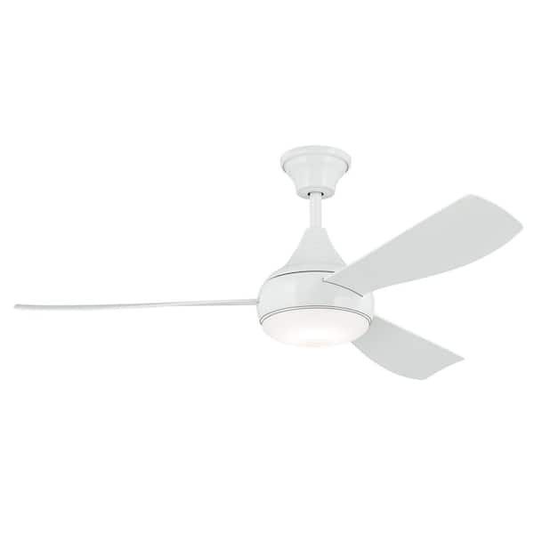 KICHLER Ample 54 in. Indoor/Outdoor White Dual Mount Ceiling Fan with ...