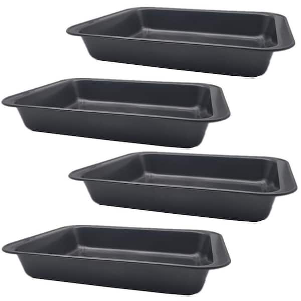 4 Pack Nonstick Rectangle Baking Pan 9 in. Wide Carbon Steel Deep Cookie Sheet for Lasagna Brownies Cakes