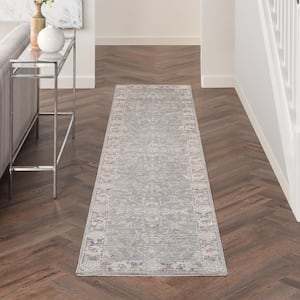 Asher Blue Ivory 2 ft. x 10 ft. All-over design Traditional Runner Area Rug