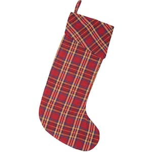 20 in. Cotton Galway Barn Red Rustic Christmas Decor Stocking