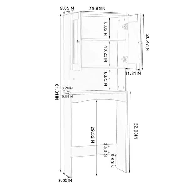 23.62 in. W x 9.05 in. D x 61.81 in. H Black Linen Cabinet