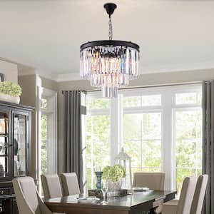 Annapolis 7 -Light Black Unique Tiered Chandelier with Crystal Accents